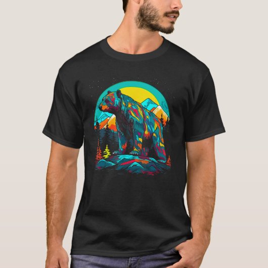 Camping Bear Face Spirit Animal T-shirt (Voorkant)