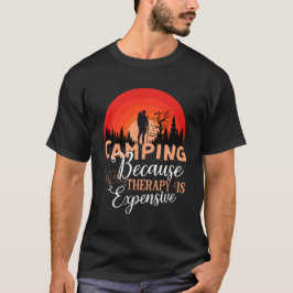 Camping Because Therapy Is Expensive Retro Sunset  T-shirt