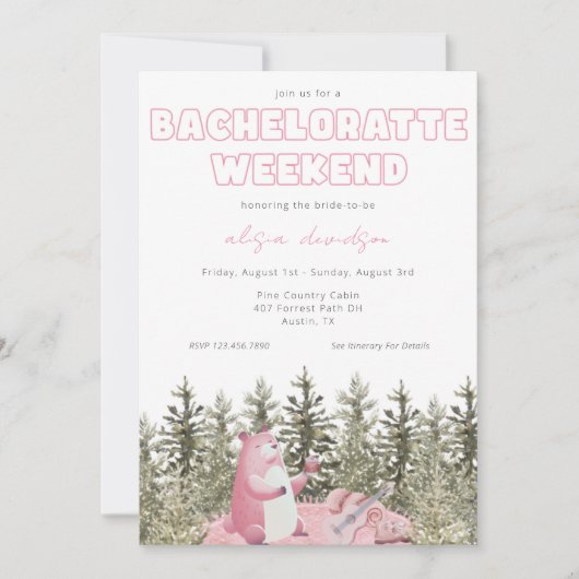 Camping Beer Bachelorette Party Invitation Kaart (Voorkant)