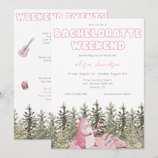 Camping Beer Bachelorette Party Invitation Kaart (Voorkant / Achterkant)