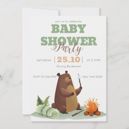 Camping Beer Bonfire Baby shower Invitation Kaart (Voorkant)