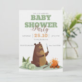 Camping Beer Bonfire Baby shower Invitation Kaart (Staand voorkant)
