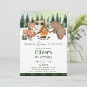 Camping Beer Fox S'more Plezier Met Vrienden Verja Kaart (Staand voorkant)