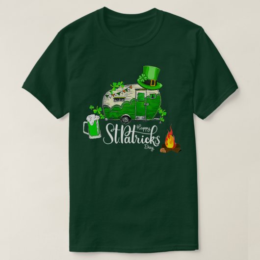 Camping Beer St Patricks Day Shamrock Leprechaun T-shirt (Design voorkant)