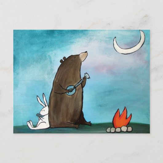 Camping Beer Whimsical Storybook Art Briefkaart (Voorkant)