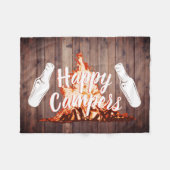 Camping Beers & Bonfire Happy Campers Rustisch hou Fleece Deken (Voorkant (Horizontaal))