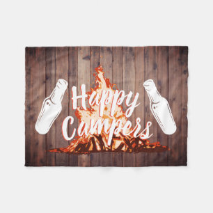 Camping Beers & Bonfire Happy Campers Rustisch hou Fleece Deken