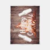 Camping Beers & Bonfire Happy Campers Rustisch hou Fleece Deken (Voorkant)