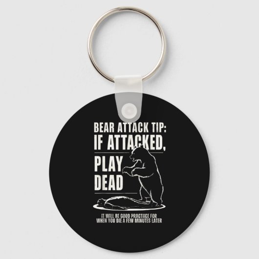 Camping beren aanval tip doe alsof je dood bent  sleutelhanger (Voorkant)
