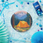 Camping Berg Aquarel Schildering Papieren Bordje (Feest)
