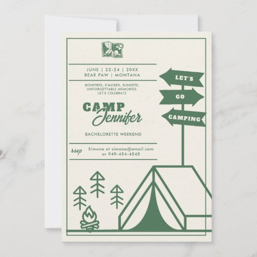 Camping Bergen Bos Groen Vrijgezellenfeest Kaart (Voorkant)