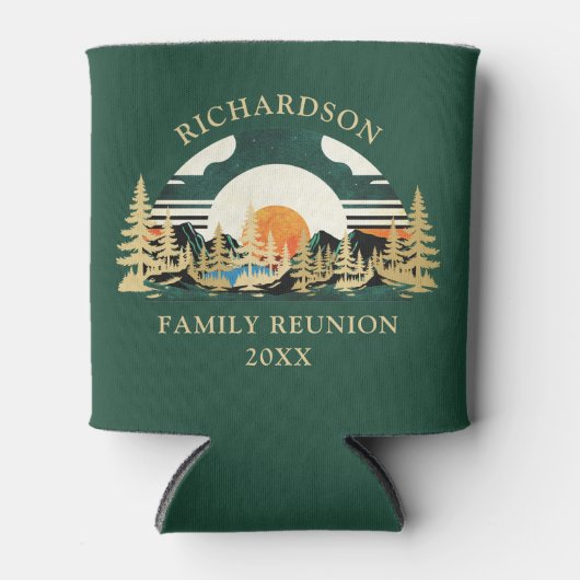 Camping Bergen Zonsondergang Groene Familie Reünie Blikjeskoeler (Voorkant)