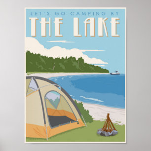 Camping bij het meer poster