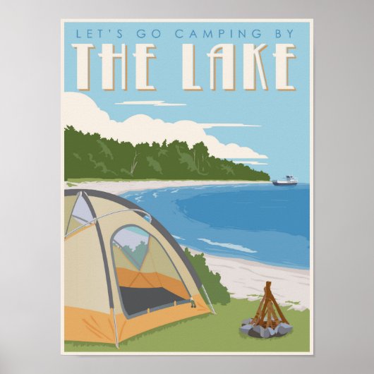 Camping bij het meer poster (Voorkant)