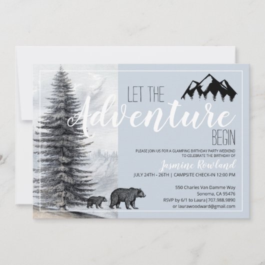 Camping Birthday Adventure begint Kaart (Voorkant)