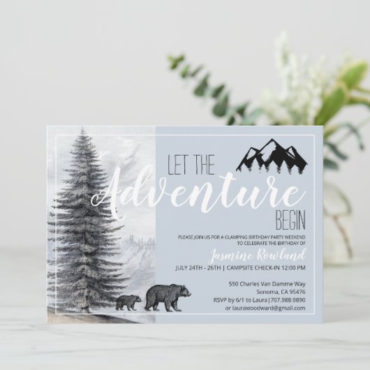 Camping Birthday Adventure begint Kaart (Staand voorkant)