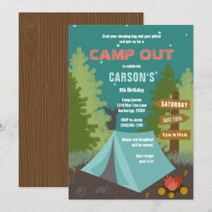 Camping Birthday Camp Out Uitnodiging