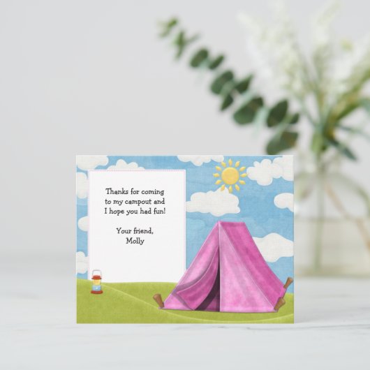 Camping Birthday - Dank je wel Bedankkaart (Staand voorkant)