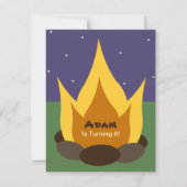 Camping Birthday Invitation - Camp Fire Kaart (Voorkant)