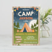 Camping Birthday Invitation Camp Out Party Kaart (Staand voorkant)