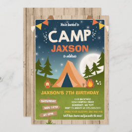 Camping Birthday Invitation Camp Out Party Kaart
