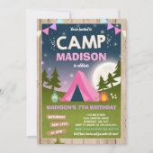 Camping Birthday Invitation Camp Out Party Kaart (Voorkant)