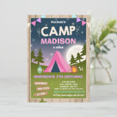 Camping Birthday Invitation Camp Out Party Kaart (Staand voorkant)