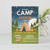 Camping Birthday Invitation Camp Out Party Kaart (Staand voorkant)