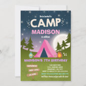 Camping Birthday Invitation Camp Out Party Kaart (Voorkant)