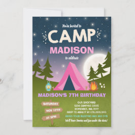 Camping Birthday Invitation Camp Out Party Kaart