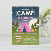 Camping Birthday Invitation Camp Out Party Kaart (Staand voorkant)