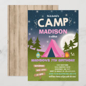 Camping Birthday Invitation Camp Out Party Kaart (Voorkant / Achterkant)