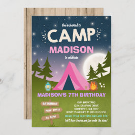 Camping Birthday Invitation Camp Out Party Kaart