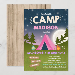 Camping Birthday Invitation Camp Out Party Kaart
