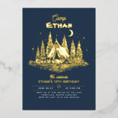 Camping Birthday Invitation Folie Uitnodiging (Voorkant)
