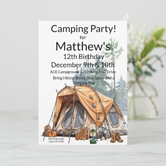 Camping Birthday Kaart (Staand voorkant)
