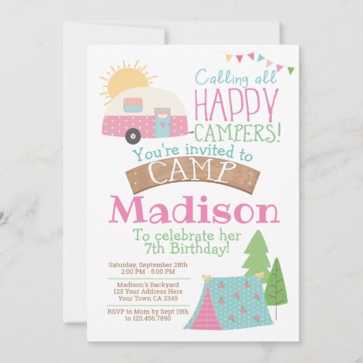 Camping Birthday Kaart (Voorkant)