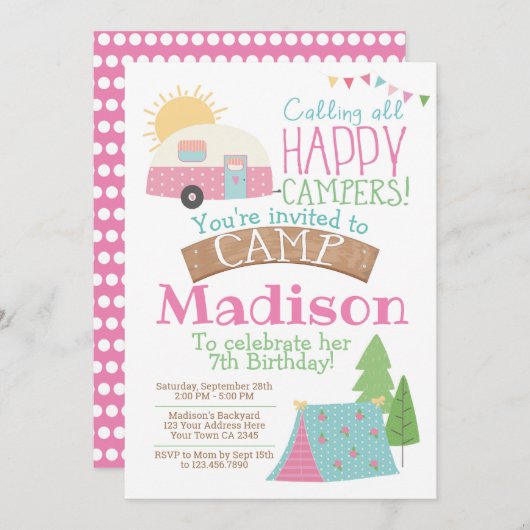 Camping Birthday Kaart (Voorkant / Achterkant)