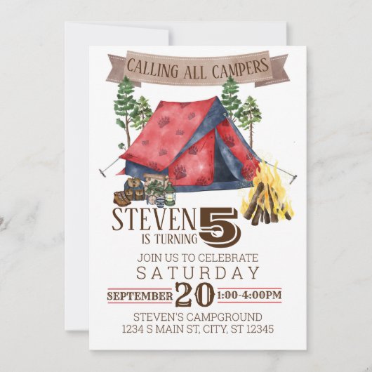 Camping Birthday Kaart (Voorkant)