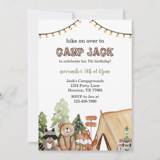 Camping Birthday Kaart (Voorkant)
