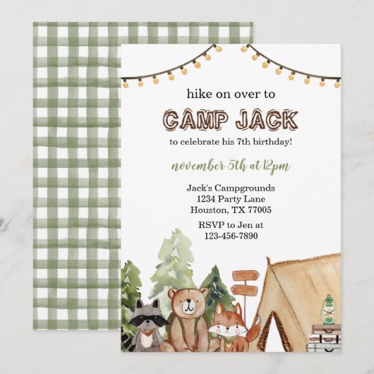 Camping Birthday Kaart (Voorkant / Achterkant)
