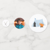 Camping Birthday Party Blue Tent Photo Confetti (Voorkanten)