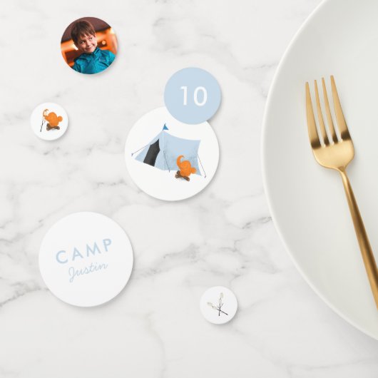 Camping Birthday Party Blue Tent Photo Confetti (Groep)