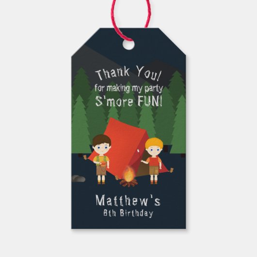 Camping Birthday Party Cadeaulabel (Voorkant)