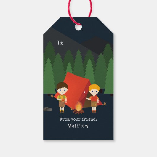Camping Birthday Party Cadeaulabel (Achterkant)