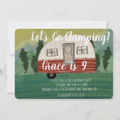 Camping Birthday Party  Camper Art Kaart (Voorkant)