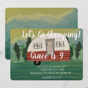 Camping Birthday Party  Camper Art Kaart