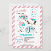 Camping Birthday Party Cute Retro Style  Kaart (Voorkant)