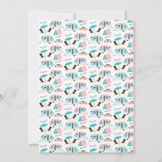 Camping Birthday Party Cute Retro Style  Kaart (Achterkant)