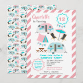 Camping Birthday Party Cute Retro Style  Kaart (Voorkant / Achterkant)